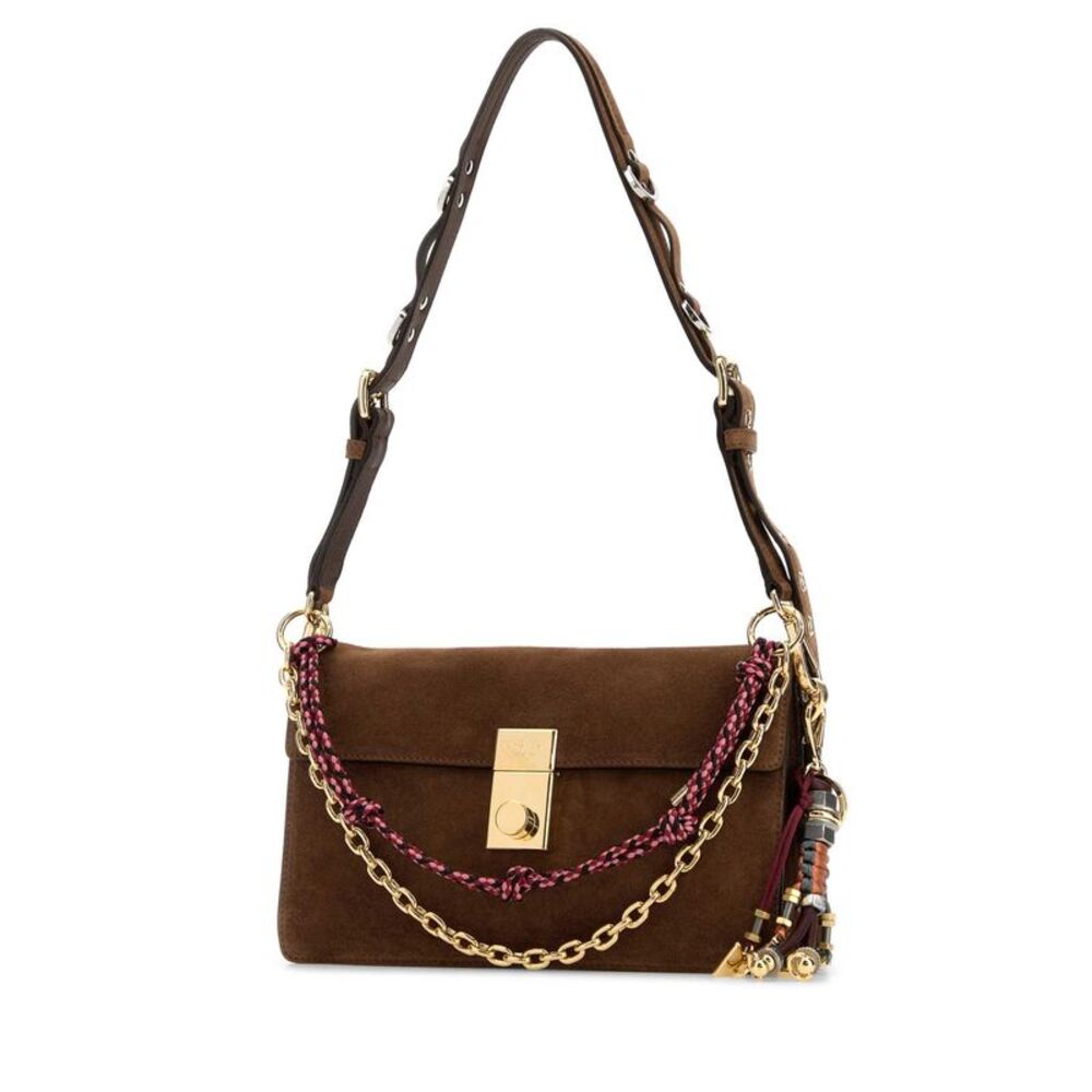 Prada Women Brown Suede Small Prada Soft Sound Shoulder Bag - Picture 2 of 2